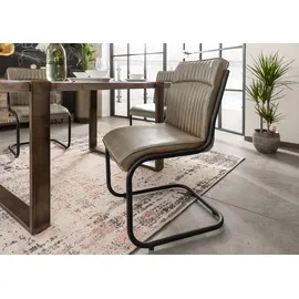 MASSIVMOEBEL24.DE Freischwinger Echtleder 52x62x89 grau Iron Label 04