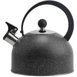 2.5L Wasserkessel Induktion Teekessel Flötenkessel mit Griff, Edelstahl Teekessel Moderne Induction Kettle Rostfrei Wasserkocher Teekocher mit Pfeifton, Wasserkocher, 2.5L Schwarz