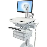 Ergotron Wagen für LCD-Display / Tastatur / Maus / CPU / Notebook / Kamera / Scanner (off, Notebookwagen, Grau, Weiss, Silber