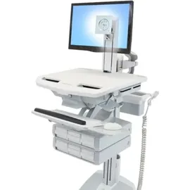 Ergotron Wagen für LCD-Display / Tastatur / Maus / CPU / Notebook / Kamera / Scanner (off, Notebookwagen, Grau, Weiss, Silber