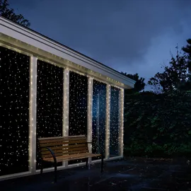 MARELIDA LED Lichtervorhang Draht 40 Stränge 800LED 3,9x2m Außen Weihnachten