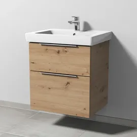 Sanipa „3way“ Waschtischunterbau zu Villeroy & Boch Subway 2.0 Waschtisch mit 2 Auszügen, Eiche Natura UM61285