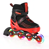 MGYZM Inliner für Kinder, größenverstellbare Inline Skates für Kinder, Erwachsene Mädchen und Jungen Inline Skates, Rollschuhe für drinnen und draußen, Rot (Medium)