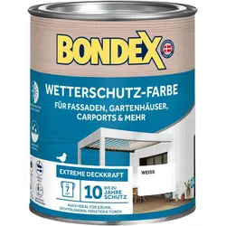 BONDEX Wetterschutz-Farbe, Außen, Hochdeckend, Witterungsbeständig, Weiß, 0,75 l