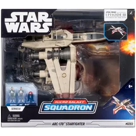 Jazwares Star Wars Micro Galaxy Star Wars SWJ0398 Squadron ARC-170 Starfighter – 20 cm Sternjäger mit 3 Micro Figuren, offizielles Set
