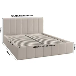 FEDVE Polsterbett Doppelbett Handorf Schlafzimmer Bett Bettkasten 200x200 cm Brown (Anthology 04) - Braun