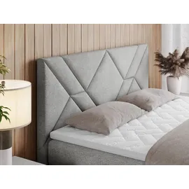 MKS Meble Boxspringbett 180x200 mit Matratze H4 und Bettkasten, Doppelbett Bett mit Stauraum und Topper, Polsterbett 180x200 mit Kopfteil - NEOMI -... - Hellgrau