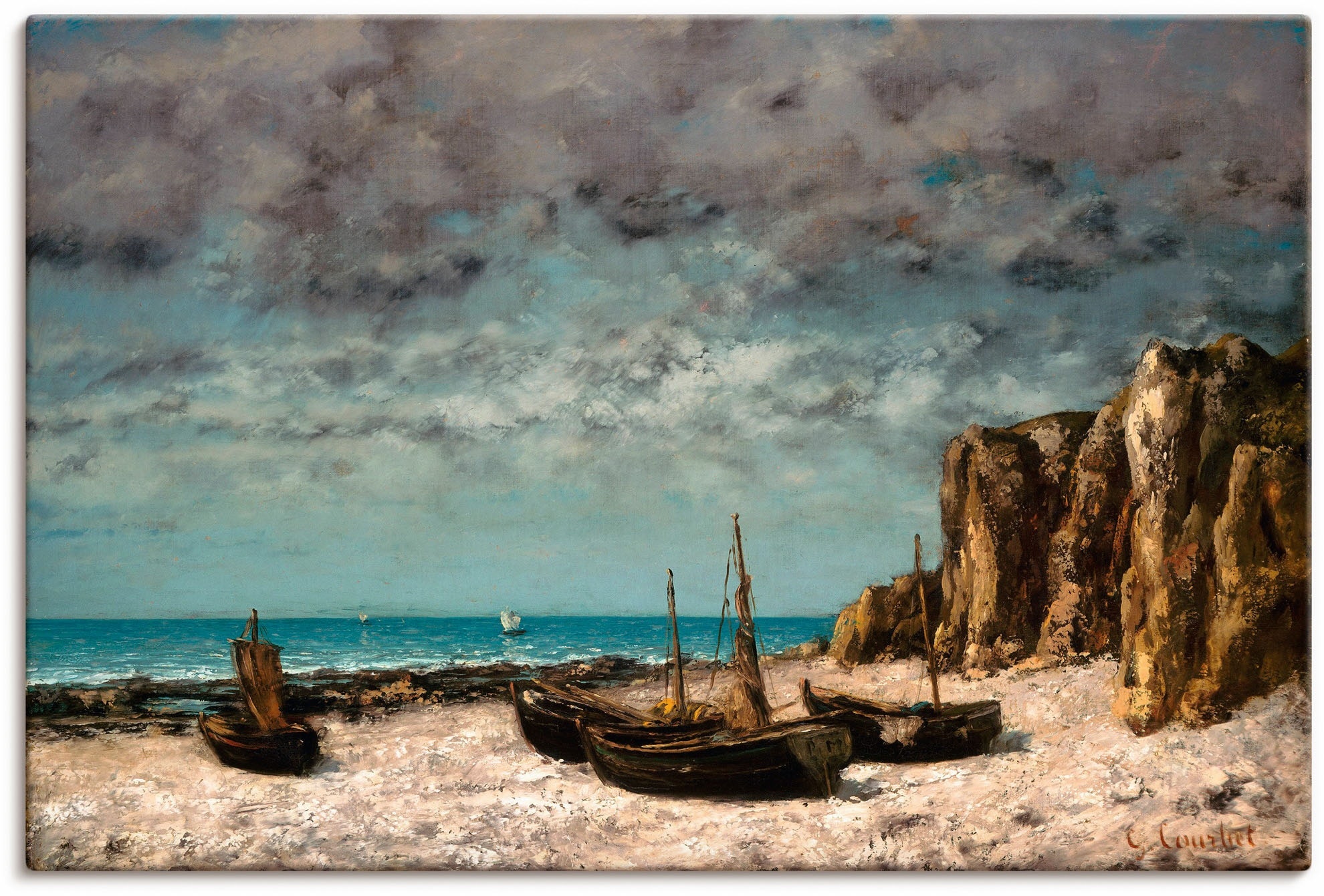 Wandbild »Boote am Strand von Etretat. Um 1872/75«, Bilder von Booten & Schiffen, (1 St.), in vielen Größen & Produktarten - Alubild, Leinwandbild, Poster, Wandaufkleber, 76734551-0 braun B/H: 90 cm x 60 cm