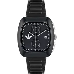 Chronograph ADIDAS ORIGINALS "RETRO WAVE TWO CHRONO", schwarz, Armbanduhren, Damen, Quarzuhr, Armbanduhr, Herrenuhr, Damenuhr, unisex, Kunststoffarmband
