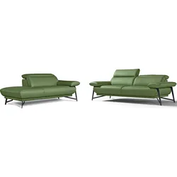 Egoitaliano Polstergarnitur »Anais, Design mit hohem Sitzkomfort für mehr Bequemlichkeit«, Set: bestehend aus Sofa und Ottomane, inkl. Kopfteilverstellung Egoitaliano grün
