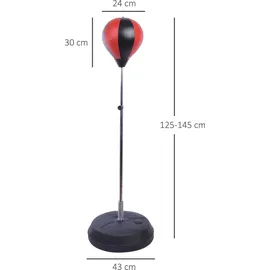 Homcom Punchingball Set Standbox Training Set, 125/131/138/145cm höhenverstellbar 125-145cm Handschuhe Pumpe Profi & Anfänger