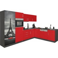 Held MÖBEL Winkelküche »Paris«, Stellbreite 290/220 cm, wahlweise mit Induktionskochfeld rot