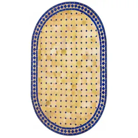 Marrakesch Orient & Mediterran Interior Marokkanische Mosaikplatte Albaicin Beige / Bordeaux oval 100x60cm