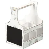 KESPER |Soßen- und Besteckträger mit Schreibtafel/Tischorganizer, Material: Sperrholz, Maße: 20,2 x 16 x 26 cm, Farbe: weiß | 66276