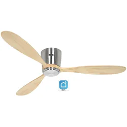 WiFi/WLAN Deckenventilator ECO PLANO WOOD WiFi - Chrom Gebürstet / Holz Natur