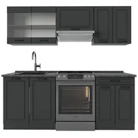 Vicco Küchenzeile R-Line 200 cm Anthrazit Landhaus