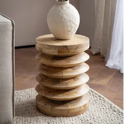 Beistelltisch Ø 35 cm Sitzhocker Massivholz Baumstumpf Couchtisch Blumen-Tisch