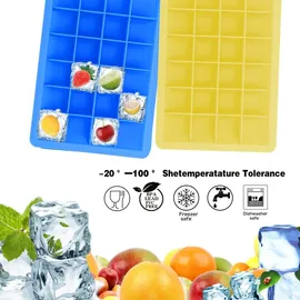Intirilife 2x Eiswürfelformen in GELB – 2er Set à 24 Fächer Eiswürfel Silikonformen mit Deckel – Barzubehör & Weinzubehör, Barzubehör
