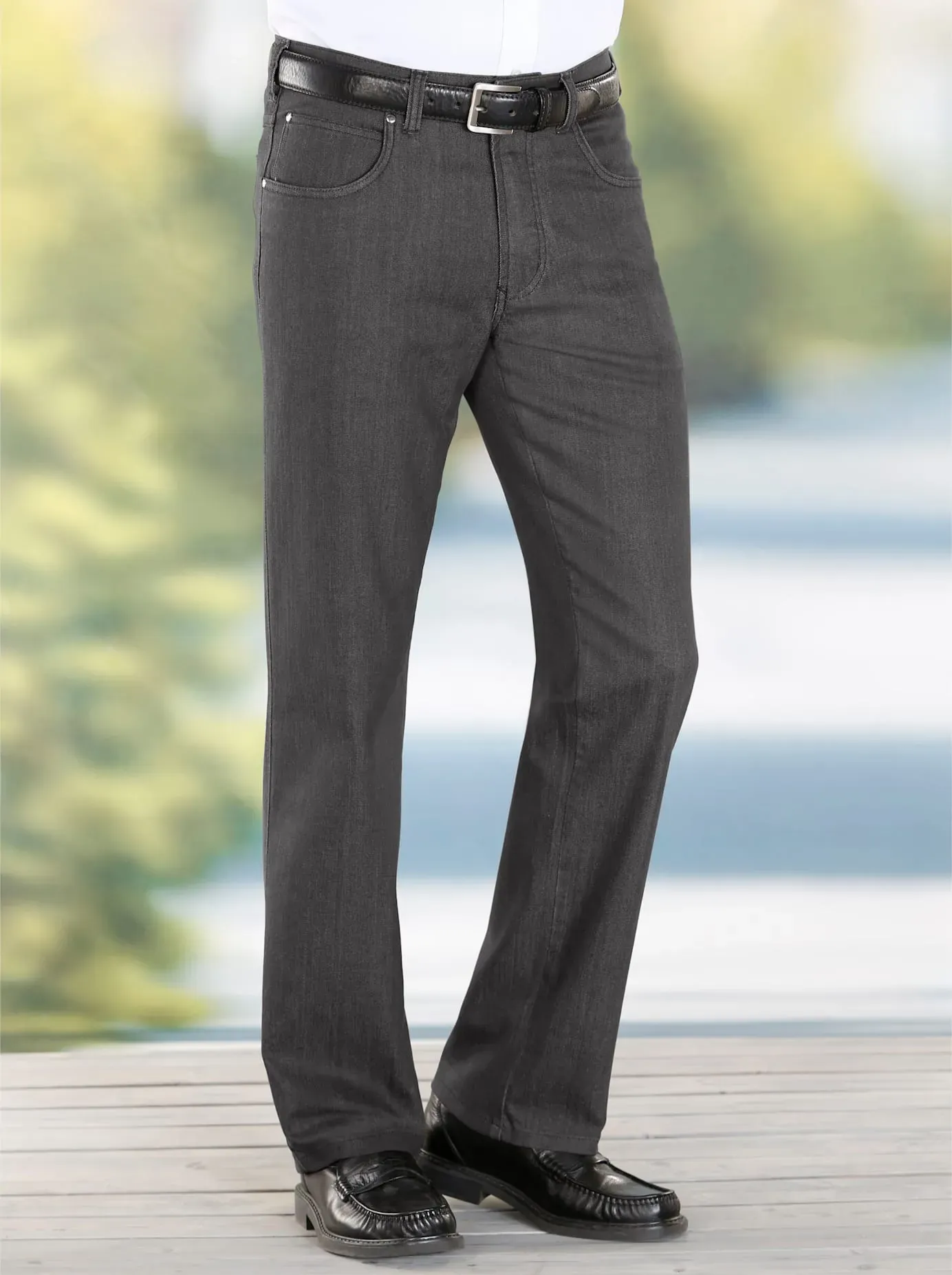 5-Pocket-Hose CLASSIC, Herren, Gr. 46, Normalgrößen, grau (anthrazit), 78% Baumwolle, 20% Polyester, 2% Elasthan, unifarben, lang, Hosen 5-Pocket-Hose