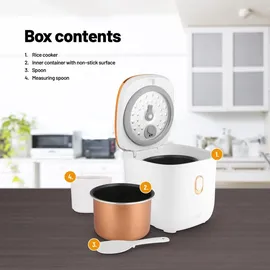 Lauben Multifunction Rice Cooker 1200WR Rose Gold Edition - Weiß