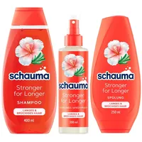 SCHAUMA Shampoo (400ml) & Spülung (250ml) & Sprühpflege (200ml) Stronger for Lon