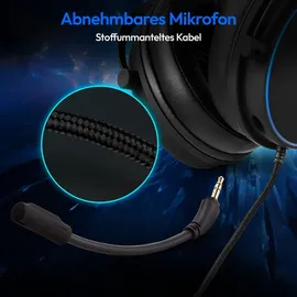 Medion ERAZER Mage P20 Gaming Headset (240cm Kabel, Over Ear, flexibles & abnehmbares Mikrofon, RGB Beleuchtung, 3,5mm Audio, USB, ES9260Q Soundchip,