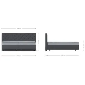 DeLife Boxspringbett Dream-Great Mikrofaser Grau 200x200 cm Bonell-Matratze PU-Topper,