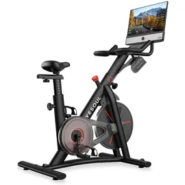 YESOUL G1M Plus Heimtrainer Fitnessbike & Leiser Magnetwiderstand, Bequeme Sitzpolsterung, Fitnessfahrrad mit 21,5" FHD-Bildschirm, - Schwarz