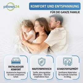 Pillows24 Topper 90 x 200 cm aus Kaltschaum 6 cm hoch weiß