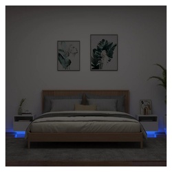 vidaXL Nachttisch Nachttische mit LED-Leuchten 2 Stk. Weiß 40x39x37 cm (2-St) weiß