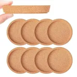 Korkuntersetzer Rund mit Rand, Absorbierende & HitzebestäNdige Kork zum Tischoberfläche Schutz, Untersetzer Kork, 10 cm Durchmesser, Für die Meisten Tassen in Dem BüRo oder zu Hause (8PCS)