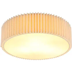 Deckenleuchte Deckenlampe Wohnzimmerlampe Metall Weiß Textil Natur D 43 cm
