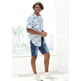 Beachtime Hawaiihemd »Regular fit«, Kurzarm, Freizeithemd mit Palmenprint, reine Baumwolle, Gr. S (37/38) N-Gr, blau-bedruckt, , 67525506-S N-Gr