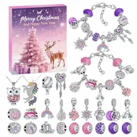 Coonoor Schmuck-Adventskalender 2025 Weihnachtskalender Schmuck Set Armbänder Halsketten (24 Füllung Adventskalender Schmuck Weihnachten Geschenke), Weihnachtskalender Geschenk für Kinder Teenager Frauen Mädchen rosa