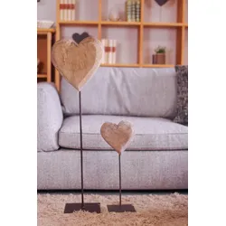 Holzherz grau auf Eisenständer, Höhe 90 cm