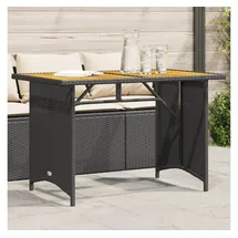 vidaXL Gartentisch mit Holzplatte Schwarz 110x68x70 cm Poly Rattan