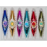 Christbaumkugeln-24.de 6X Glaskegel Set in Hochglanz Vintage Style Weihnachtskugeln Christbaumschmuck