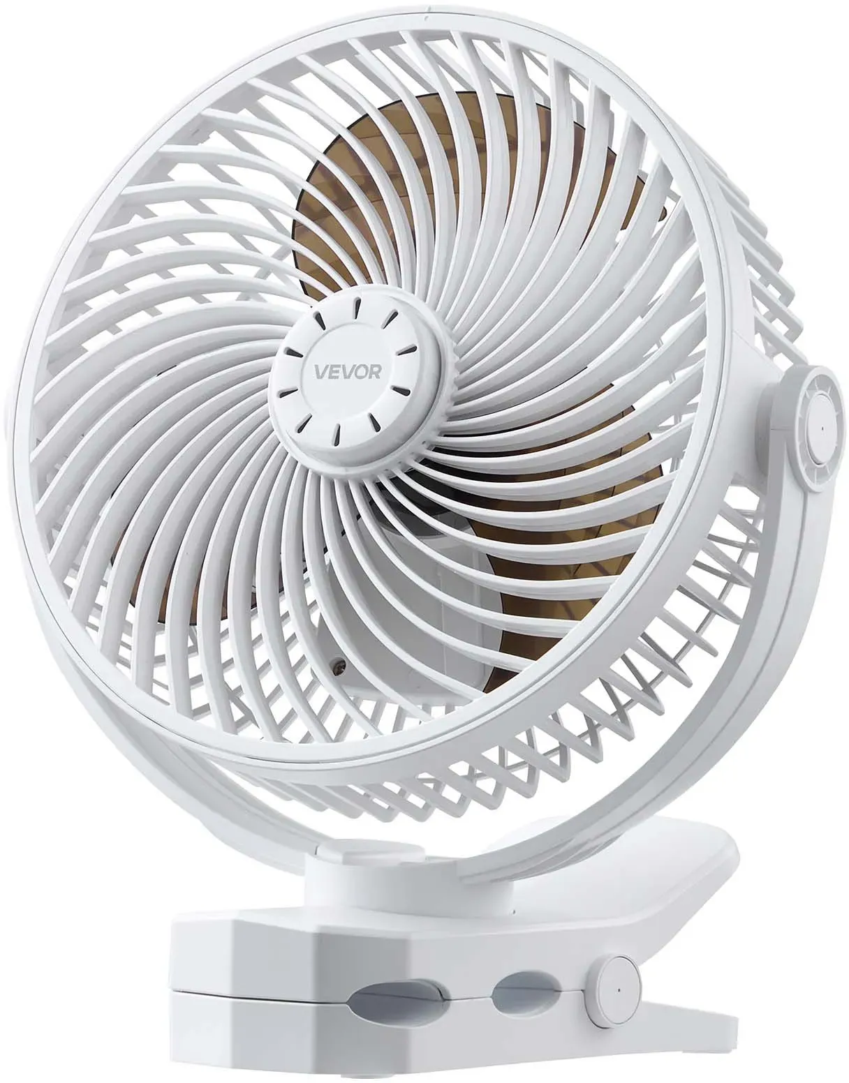 VEVOR Mini Ventilator mit Clip, Tischventilator mit USB-Anschluss, 3 Geschwindigkeitsstufen & Zirkulationsmodus, Umluftventilator für Schreibtisch, Golfwagen, Outdoor-Camping, Laufband, Büro, Weiß