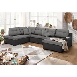 Home Affaire Wohnlandschaft "Föhr U-Form", grau (hellgrau), B:310cm H:75cm T:200cm, 100% Polyester PRIMABELLE/Webstoff;100% Polyester Melrose/Struktur grob;100% Polyester Luxus-Microfaser/Struktur, Sofas, Wohnlandschaft, wahlweise mit Bettfunktion, Topseller