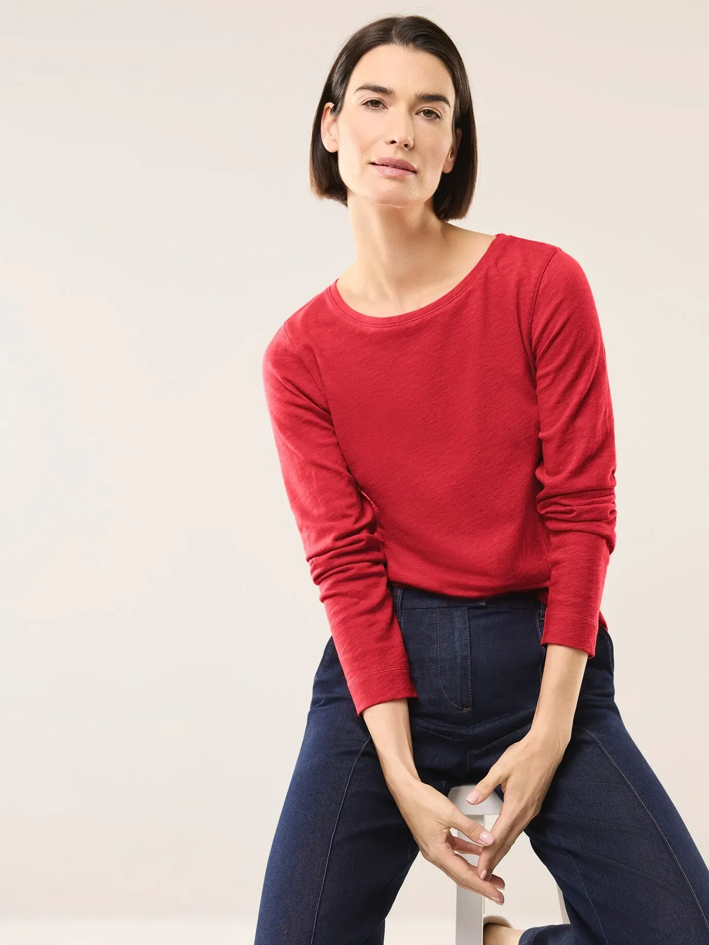 Walbusch Damen Baumwollshirt aus Flammengarn Rot