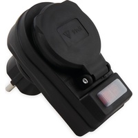McPower Schutzkontakt-Zwischensteckdose mit Schalter, IP44, schwarz