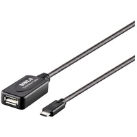 Renkforce USB-Kabel USB 2.0 USB-C® Stecker, USB-A Buchse 10.00 m Schwarz Aktiv mit Signalverstärkun