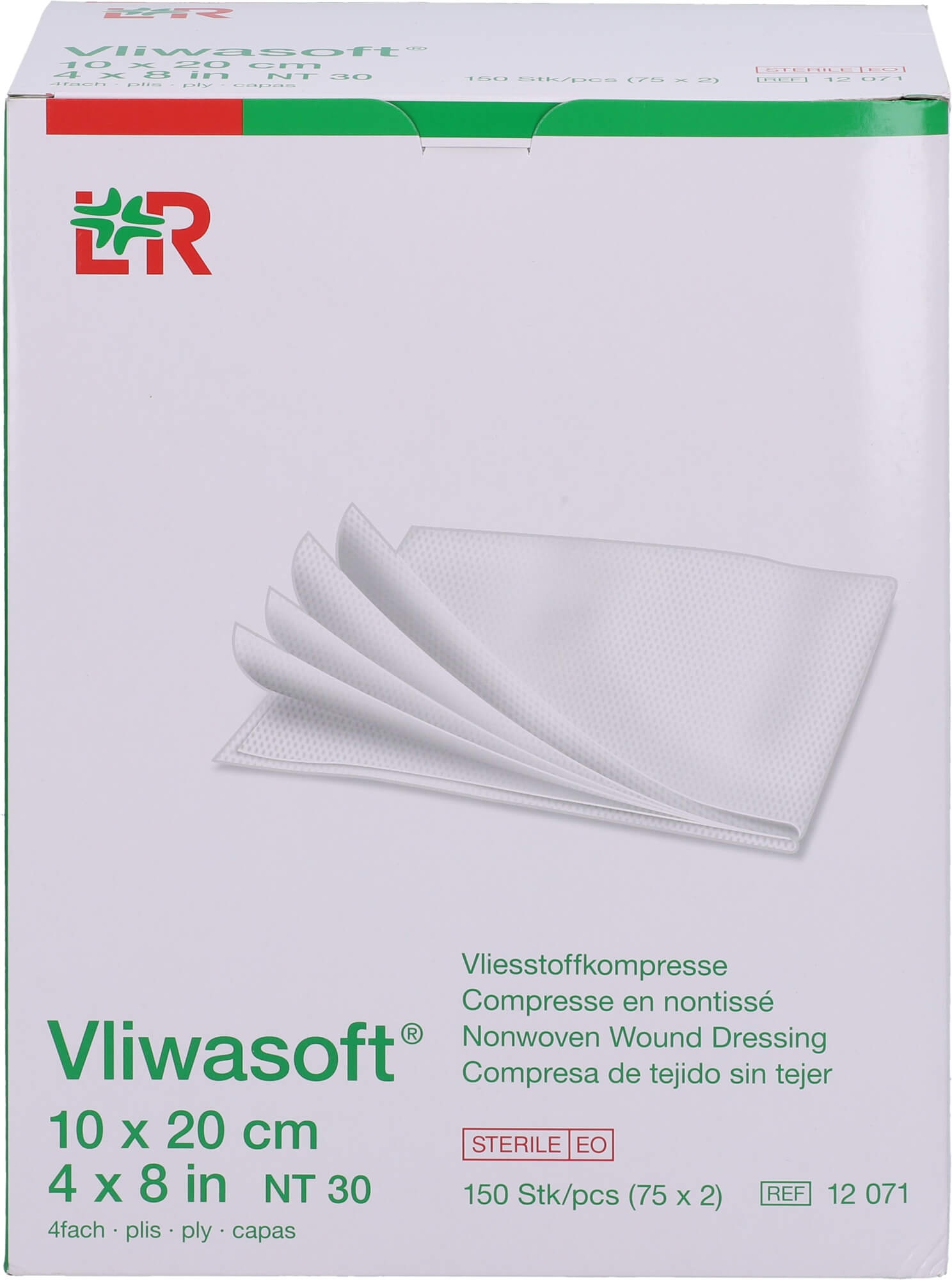 Vliwasoft Vlieskompressen 10x20 cm Steril 4L. 150 ST