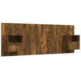 vidaXL Kopfteil mit Nachttischen Räuchereiche Holzwerkstoff