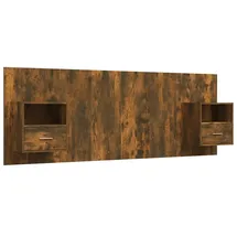 vidaXL Kopfteil mit Nachttischen Räuchereiche Holzwerkstoff