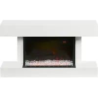 HOMCOM Elektrokamin, Wandkamin mit Heizung 2000 W, LED 3D-Flammeneffekt, Kristalle, in 11 Farben mit 3 Helligkeitsstufen, Elektrischer Kamin mit Fernbedienung, Timer, Wandmontage, Weiß   Aosom