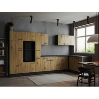 Respekta Winkelküche L-Form 370 cm grau