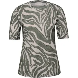 street one studio STREET ONE STUDIO, Damen, Gr. 34, lichen grün, Web, 50% Baumwolle, 50% Modal, normal normal, Rundhals, Bündchen, Shirts T-Shirt, mit Zebra-Print