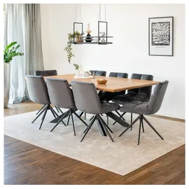 Home Deluxe Essgruppe Eckig AVENCIA inkl. Sternfuß - 200 x 120 cm Light Oak, (9-tlg) grau
