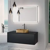 Neoro n60 Unterschrank B: 120 cm mit 1 Auszug, Waschtisch gold gebürstet, mit Lichtspiegel, BN0737BG+BN0757BM+BN0017MI,